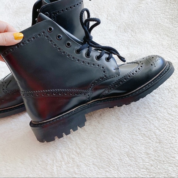 NIB Authentic Prada Leather Wingtip Combat Boots - Picture 7 of 10